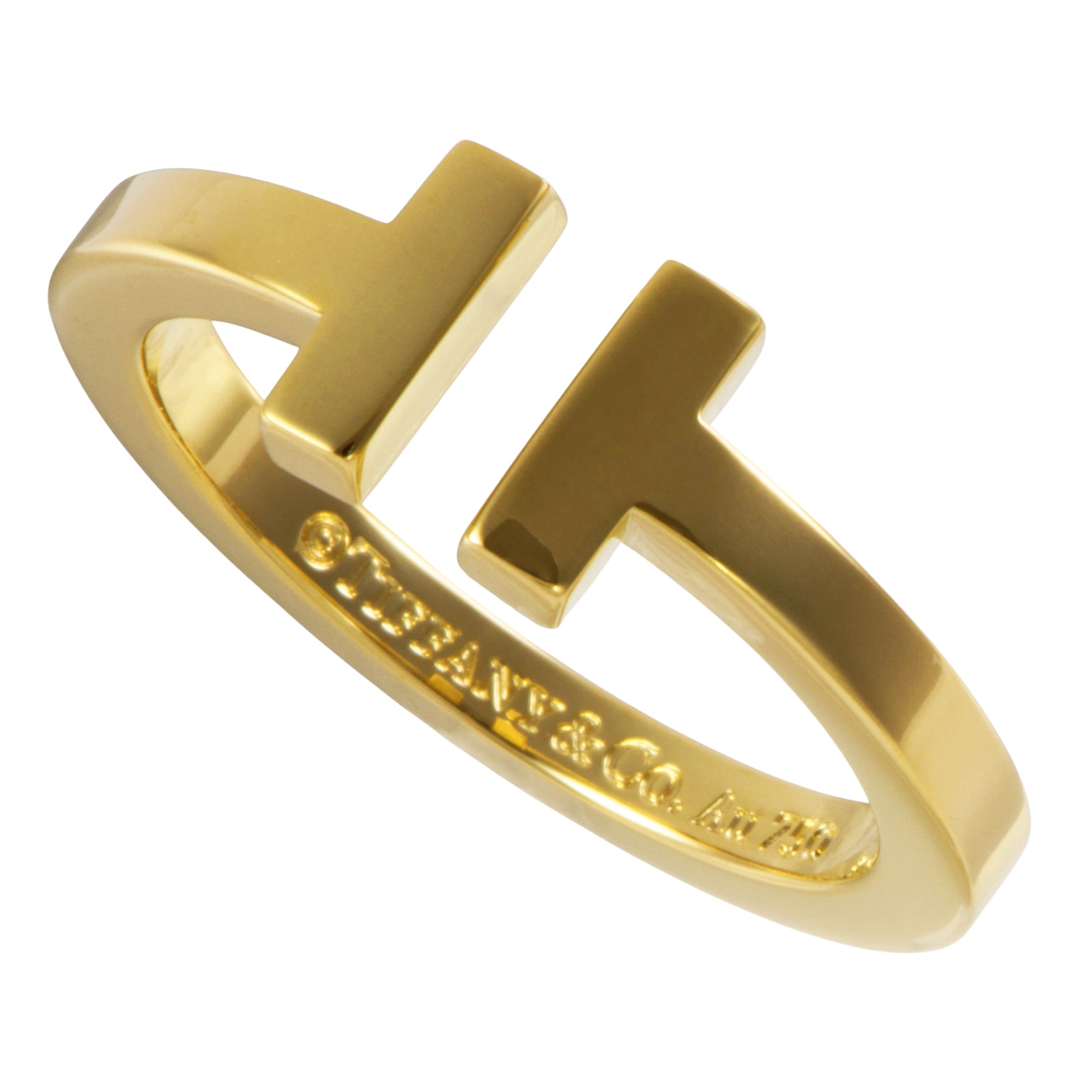 TIFFANY&Co. ティファニー ティファニーT スクエア リング 指輪 19号 K18YG イエロー ゴールド【中古】