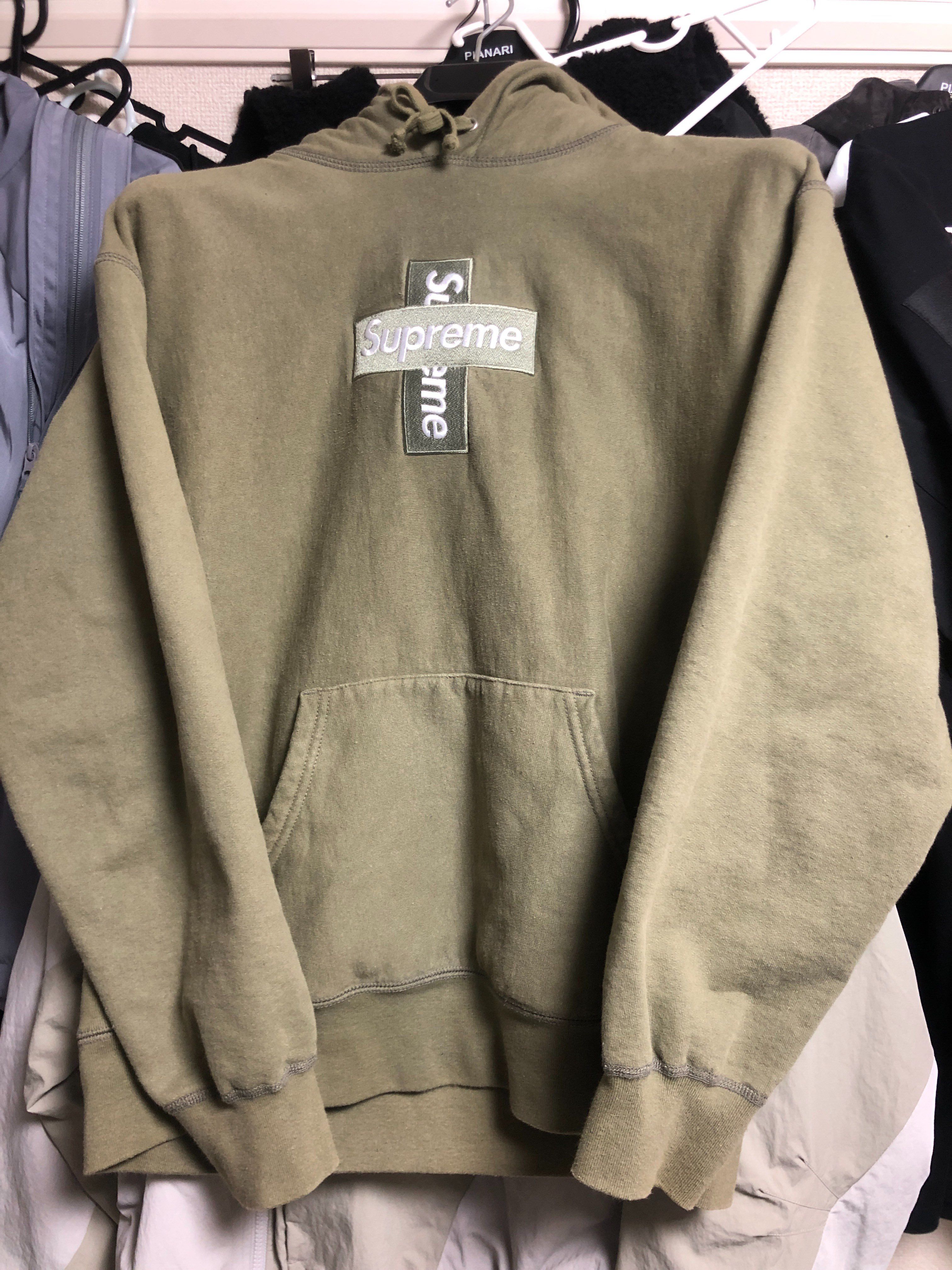 Supreme Cross Box Logo Hooded Sweatshirt "Light Olive"