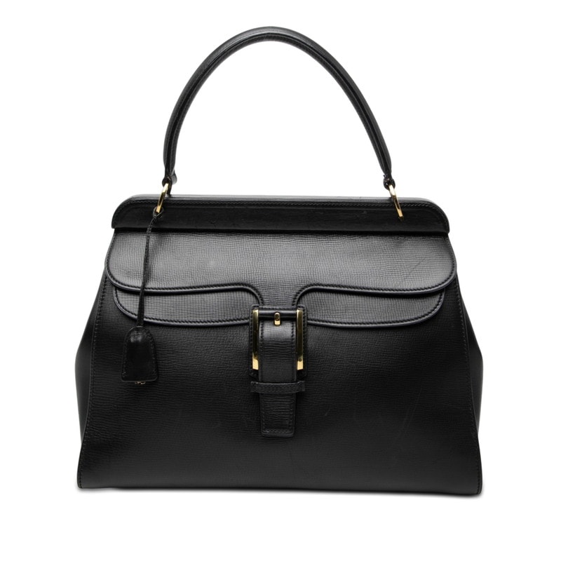グッチ ロゴ ポーチ付き ハンドバッグ 101671 ブラック レザー レディース GUCCI 【中古】