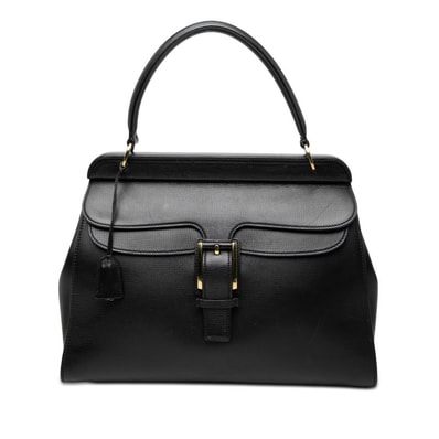 グッチ ロゴ ポーチ付き ハンドバッグ 101671 ブラック レザー レディース GUCCI 【中古】