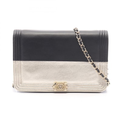 シャネル CHANEL ボーイシャネル ショルダーバッグ バッグ ラムスキン(羊革) レディース ブラック系 / ゴールド系 【中古】