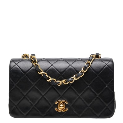 シャネル マトラッセ ココマーク 斜め掛け チェーン ショルダーバッグ ブラック ラムスキン レディース CHANEL 【中古】