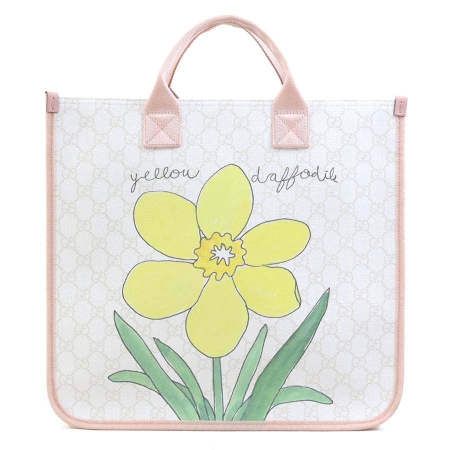 グッチ GUCCI ハンドバッグ GGスプリームキャンバス ホワイト×ピンク キッズ 605831【中古】 r11020i