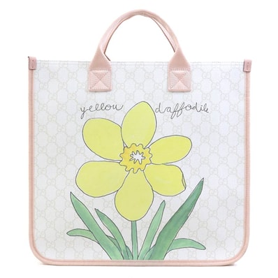 グッチ GUCCI ハンドバッグ GGスプリームキャンバス ホワイト×ピンク キッズ 605831【中古】 r11020i