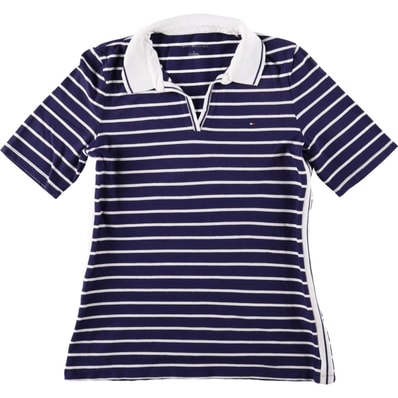 古着 トミーヒルフィガー TOMMY HILFIGER スキッパーカラー 半袖 ボーダー ポロシャツ レディースM相当/eaa668423