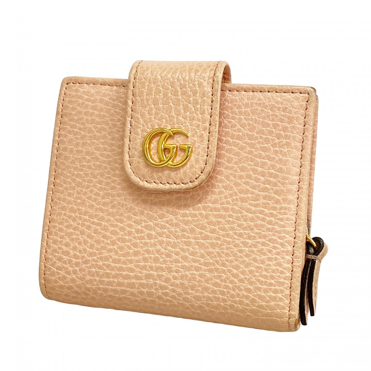 【6cd5079-k】グッチ 財布 GGマーモント 523193 レザー ピンク ゴールド金具【中古】レディース