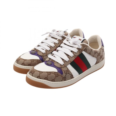 グッチ GUCCI スクリーナー GGキャンバス シェリーライン スニーカー 靴 キャンバス メンズ ベージュ系 / ブラウン系 / マルチカラー 【中古】