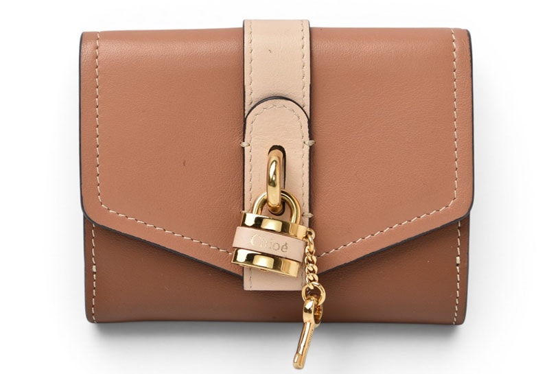 クロエ ミニ財布/ミニウォレット Chloe 折財布 ABY/アビー スモールトリフォールドウォレット ブラウンマルチ【中古】