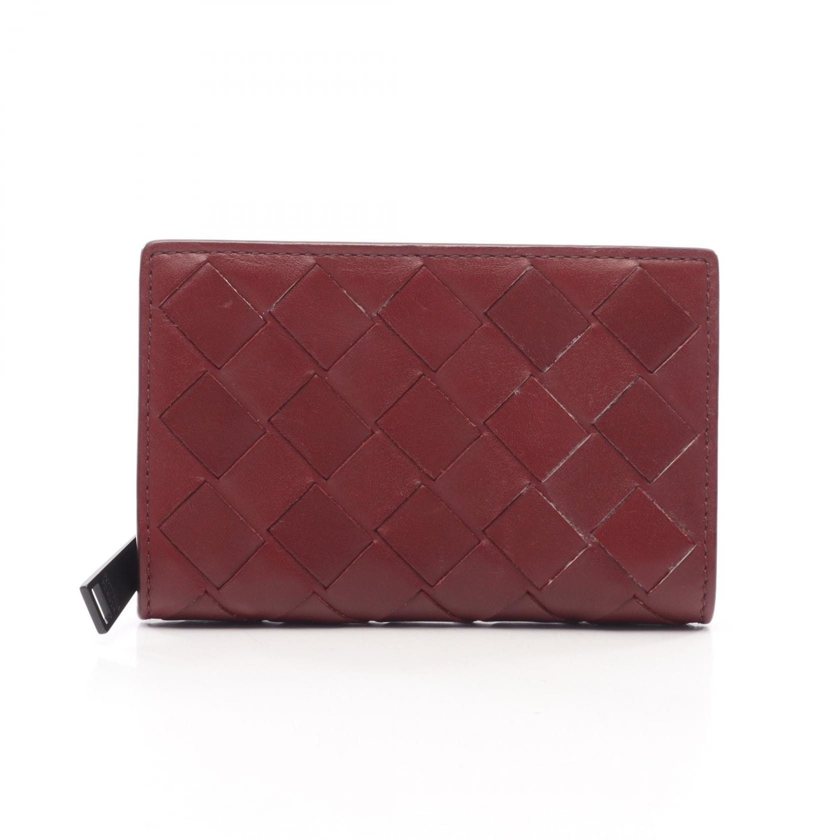 ボッテガヴェネタ BOTTEGA VENETA イントレチャート コインケース 財布 レザー レディース ボルドー系 【中古】