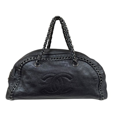 シャネル ラグジュアリー ボストンバッグ レザー ブラック レディース CHANEL 中古