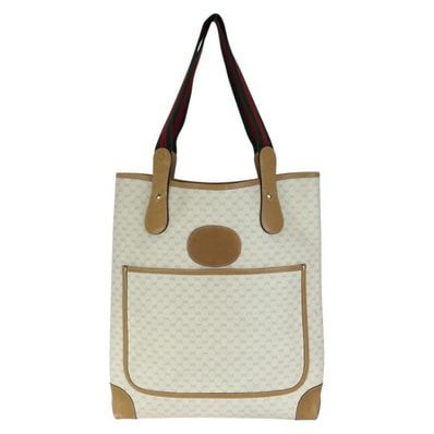 GUCCI グッチ オールドグッチ シェリーライン マイクロGG オフホワイト ベージュ GGスプリームキャンバス レザー/ トートバッグ ショルダーバッグ 604617 【中古】