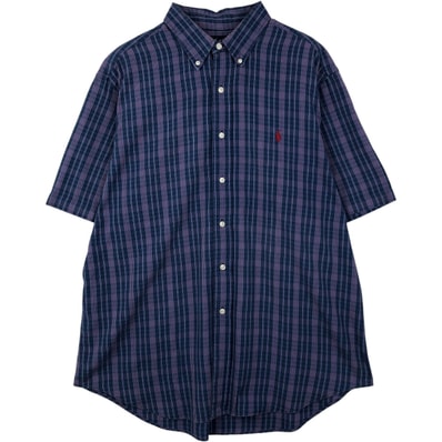 古着 ラルフローレン Ralph Lauren CLASSIC FIT 半袖 ボタンダウン チェックシャツ メンズXL相当/eaa477575