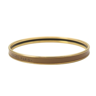 【中古】 エルメス ブレスレット ユニ メタル エナメル マロングラッセ ベージュ系 ゴールド金具 バングル メッキ アクセサリー レディース 女性 HERMES