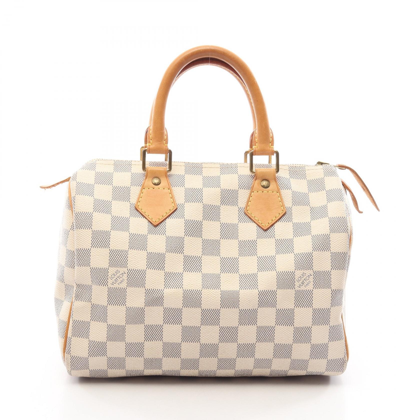 ルイ・ヴィトン LOUIS VUITTON スピーディ25 ハンドバッグ バッグ PVCコーティングキャンバス レザー ダミエ・アズール レディース ホワイト系 N41534 【中古】