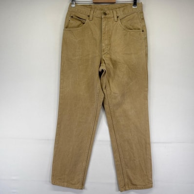 古着 90's/90年代 エルエルビーン L.L.Bean パンツ Gパン 5ポケット テーパード レザーパッチ w31×L30 ベージュ系 メンズ