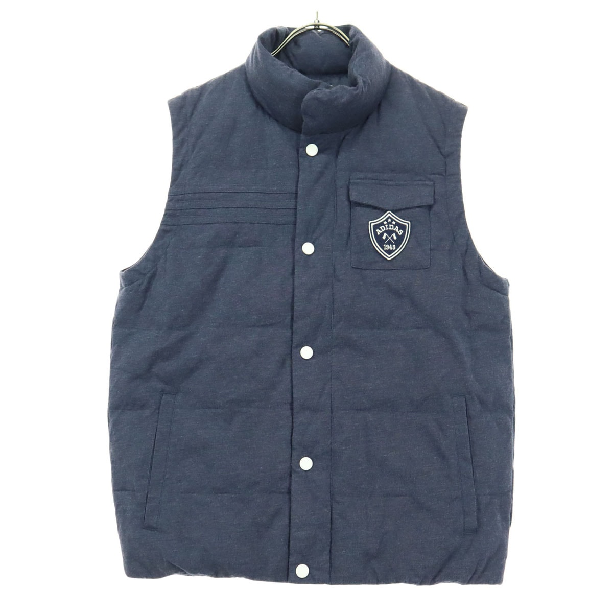 adidas アディダス ワッペン ノースリーブ 中綿ベスト M ネイビー