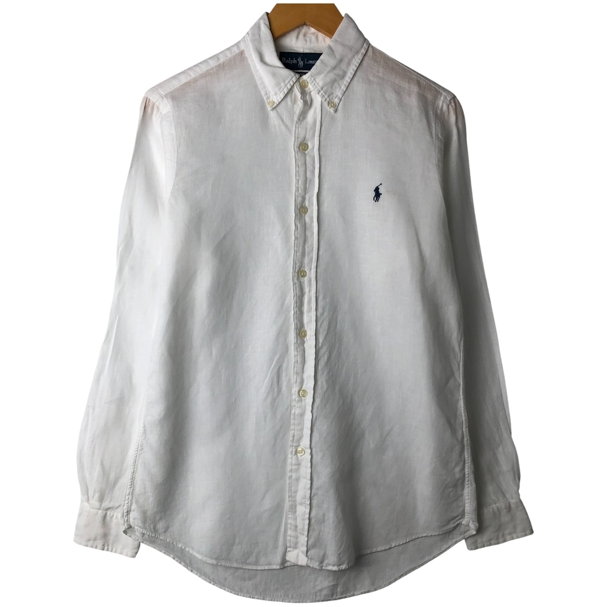 古着 ラルフローレン Ralph Lauren CUSTOM FIT 長袖 リネン ボタンダウンシャツ メンズS相当/eaa458325