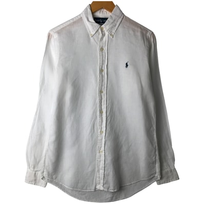 古着 ラルフローレン Ralph Lauren CUSTOM FIT 長袖 リネン ボタンダウンシャツ メンズS相当/eaa458325
