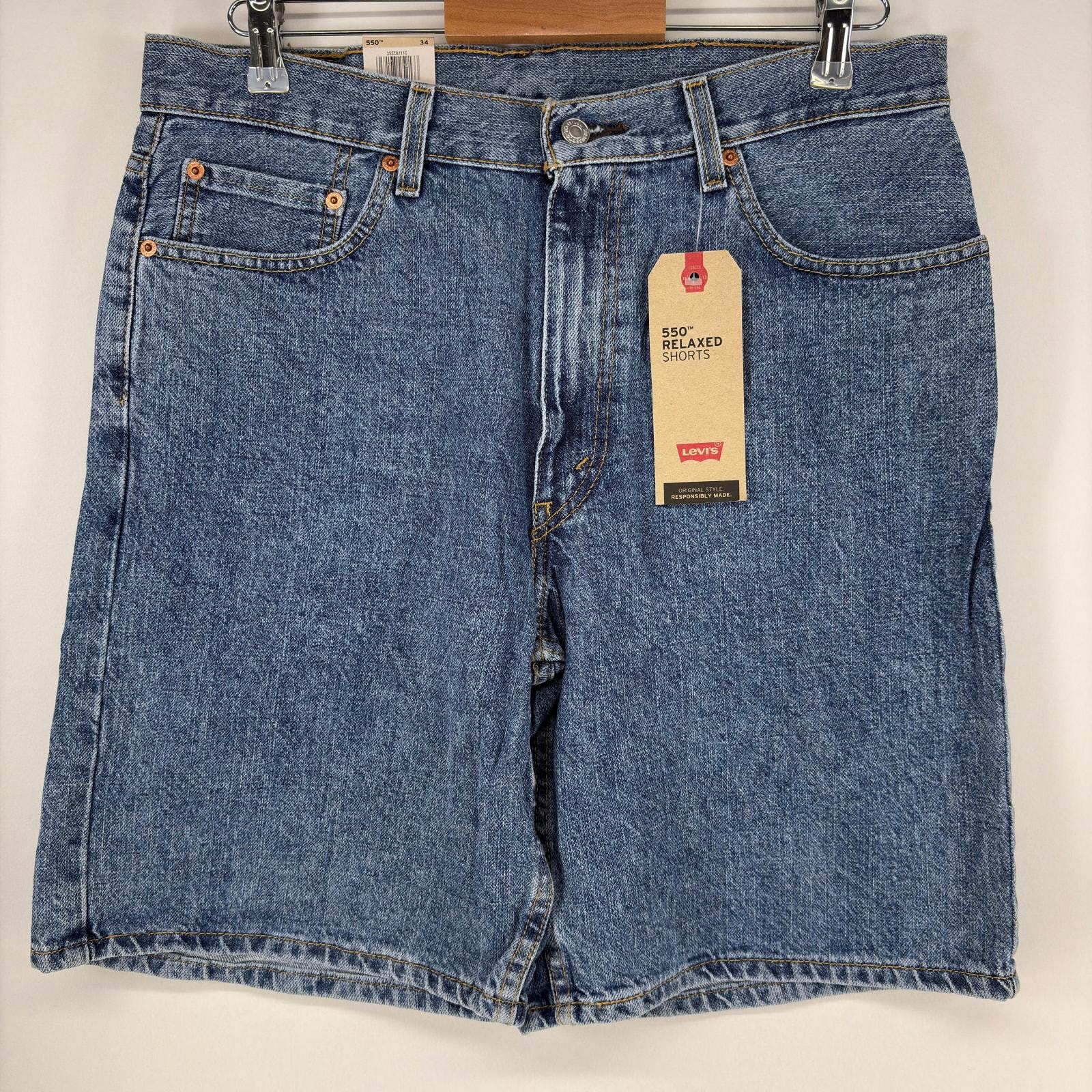 古着 デッドストック リーバイス Levi's デニム ショートパンツ 550 5ポケット ジップフライ テーパード w34  ブルー系 メンズ