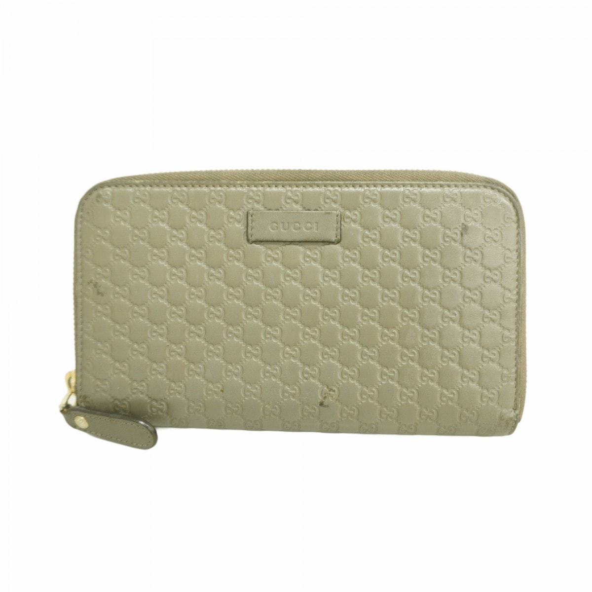 【6dd5105-k】グッチ 長財布 マイクログッチシマ 449391 レザー グレージュ シャンパンゴールド金具【中古】レディース