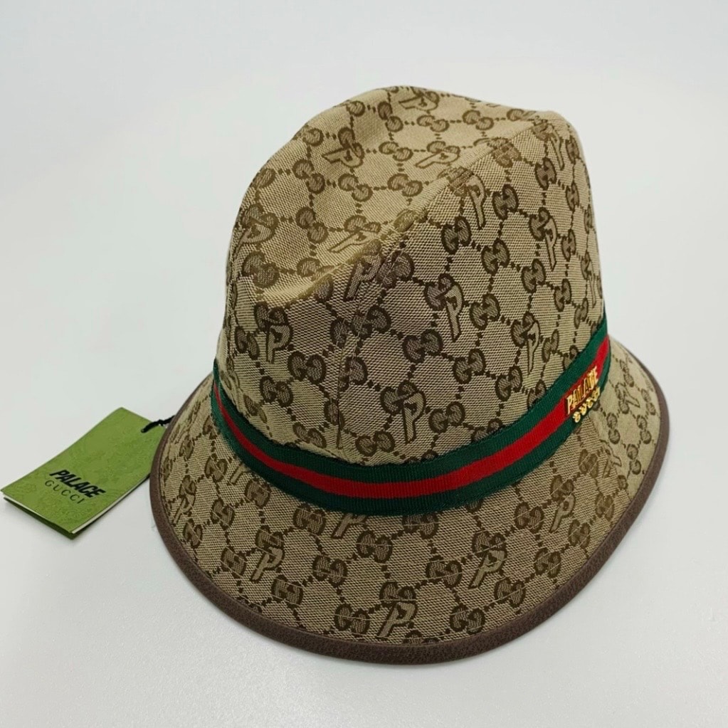 PALACE GUCCI GG-P Canvas Fedora With Web And Logo Detail "Beige"