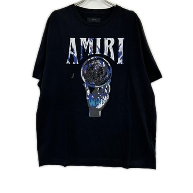 アミリ ブラック クリスタルボールロゴ Tシャツ