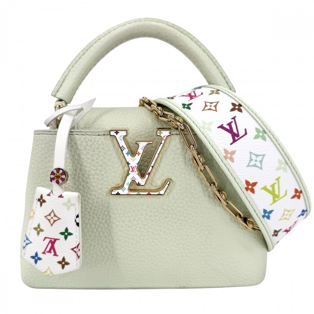 LOUIS VUITTON ルイヴィトン 2WAY 村上隆 カプシーヌミニ ハンドバッグ ショルダーバッグ 肩掛け 斜め掛け LV × TM 緑 M14101  トリヨンレザー   ヴェール・ド・グリーン ゴールド金具 レディース【中古品】