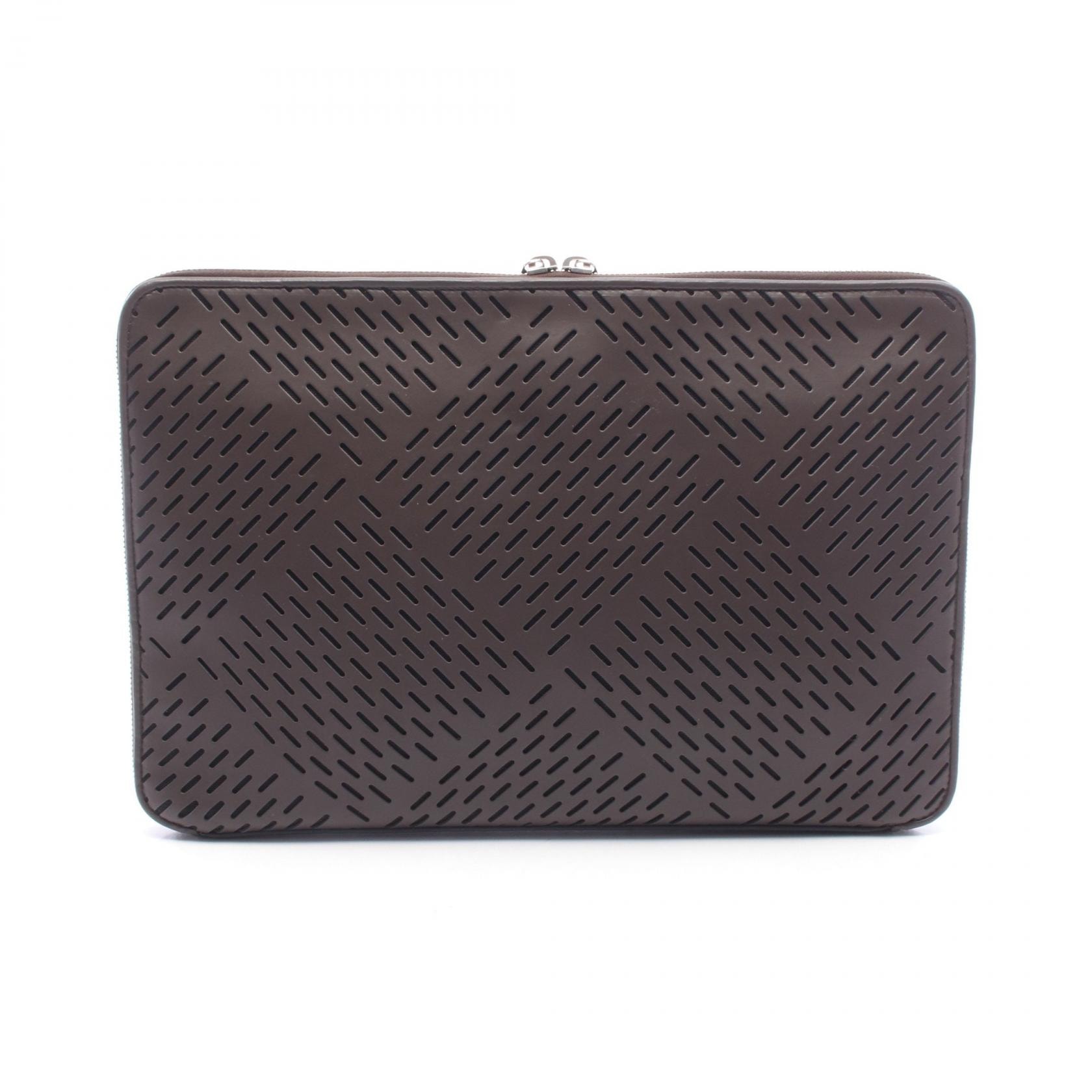ボッテガヴェネタ BOTTEGA VENETA パンチング セカンドバッグ クラッチバッグ バッグ レザー メンズ ブラウン系 【中古】