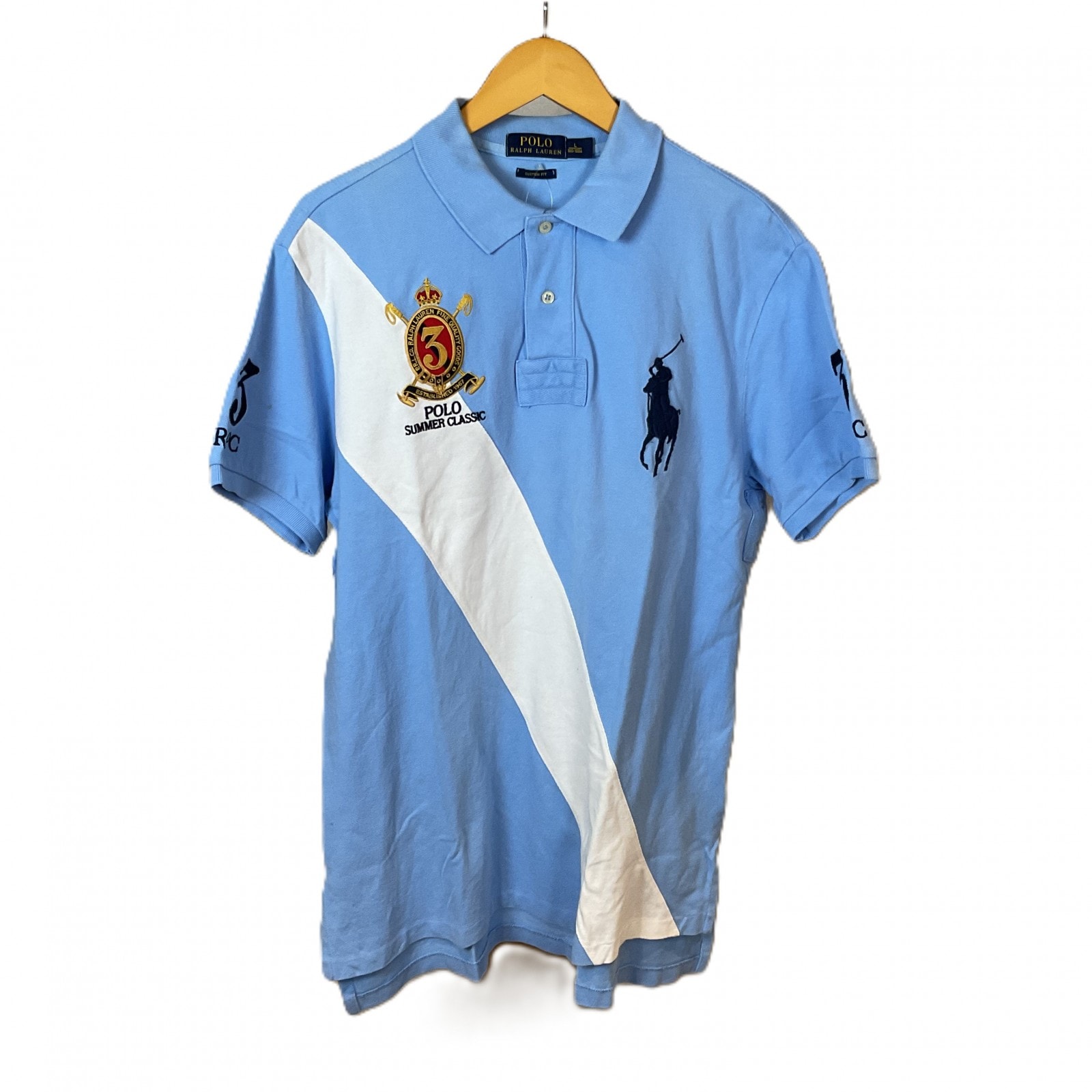 POLO RALPHLAUREN ポロラルフローレン ポロシャツ ビックポニー 水色 L