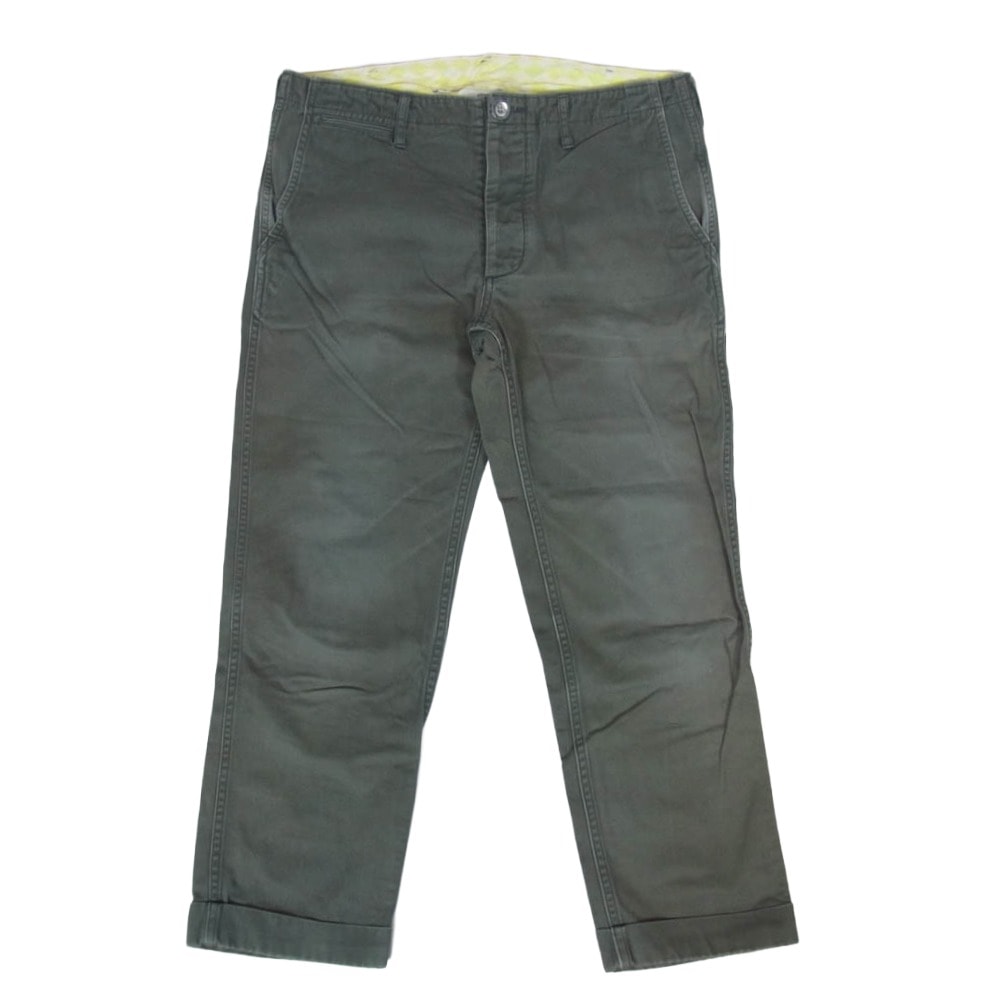 VISVIM ビズビム パンツ VS0001258 HIGH WATER CHINO シンチバック 裏地チェック ハイウォーター チノ クロップド パンツ カーキ系 M【中古】