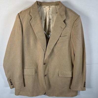 古着 クリスチャンディオール Christian Dior テーラードジャケット ブレザー シルク 裏地ブランドロゴ総柄 ベージュ メンズ