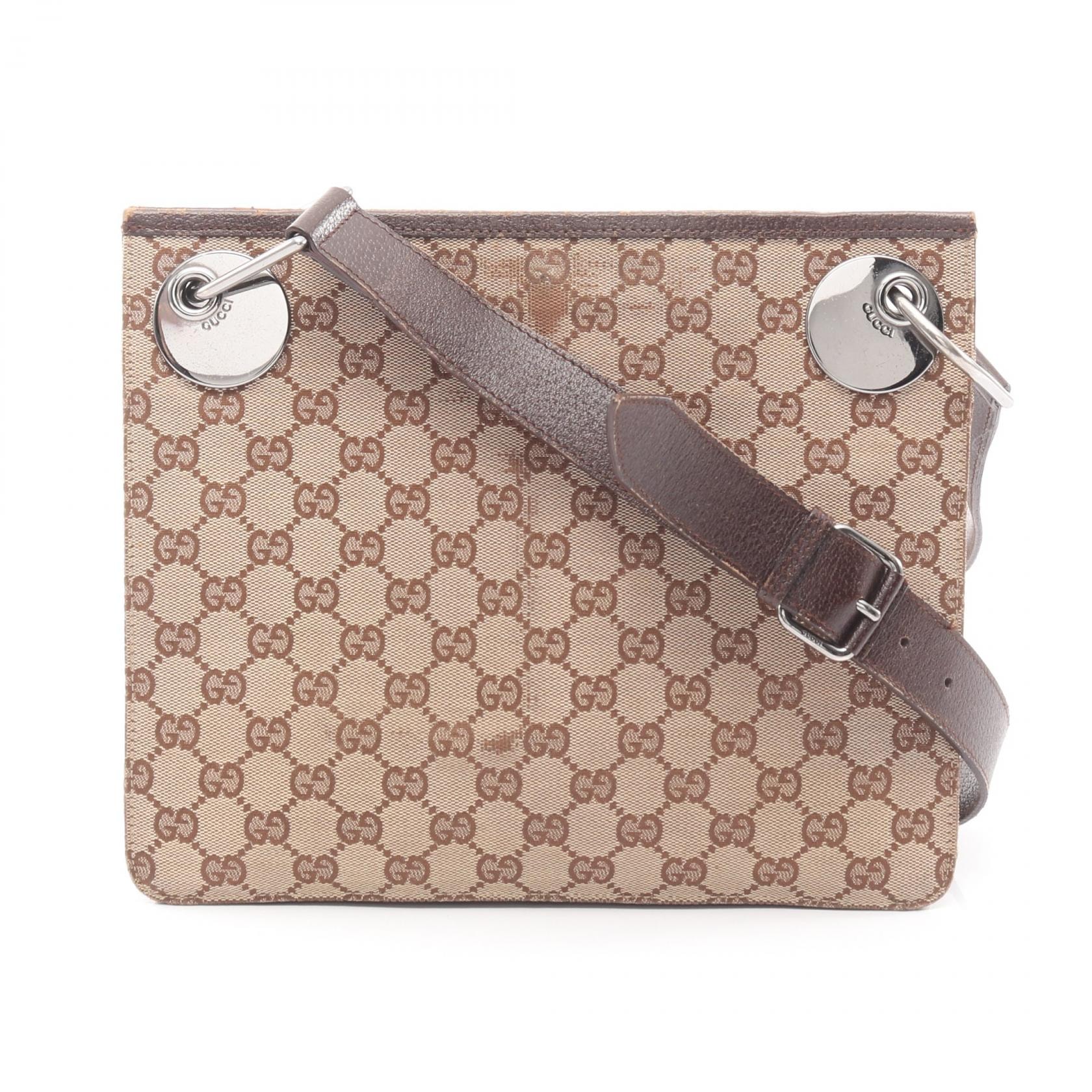 グッチ GUCCI GGキャンバス ショルダーバッグ バッグ キャンバス レザー レディース ベージュ系 / ブラウン系 120841 【中古】