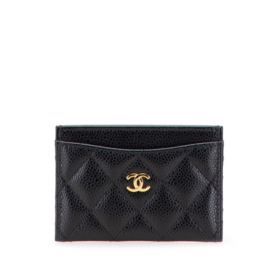 シャネル マトラッセ ココマーク ゴールド金具 クラシック カードケース AP4472 ブラック キャビアスキン レディース CHANEL 【中古】