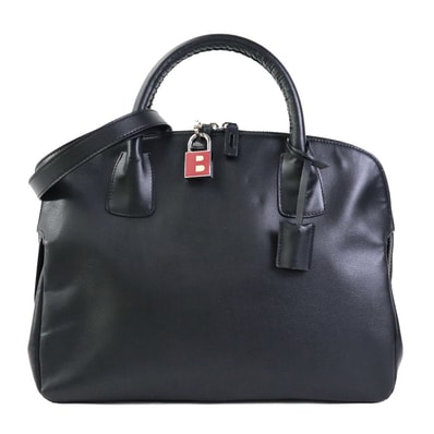バリー BALLY ハンドバッグ ショルダーバッグ レザー ブラック シルバー ユニセックス【中古】 e62161a