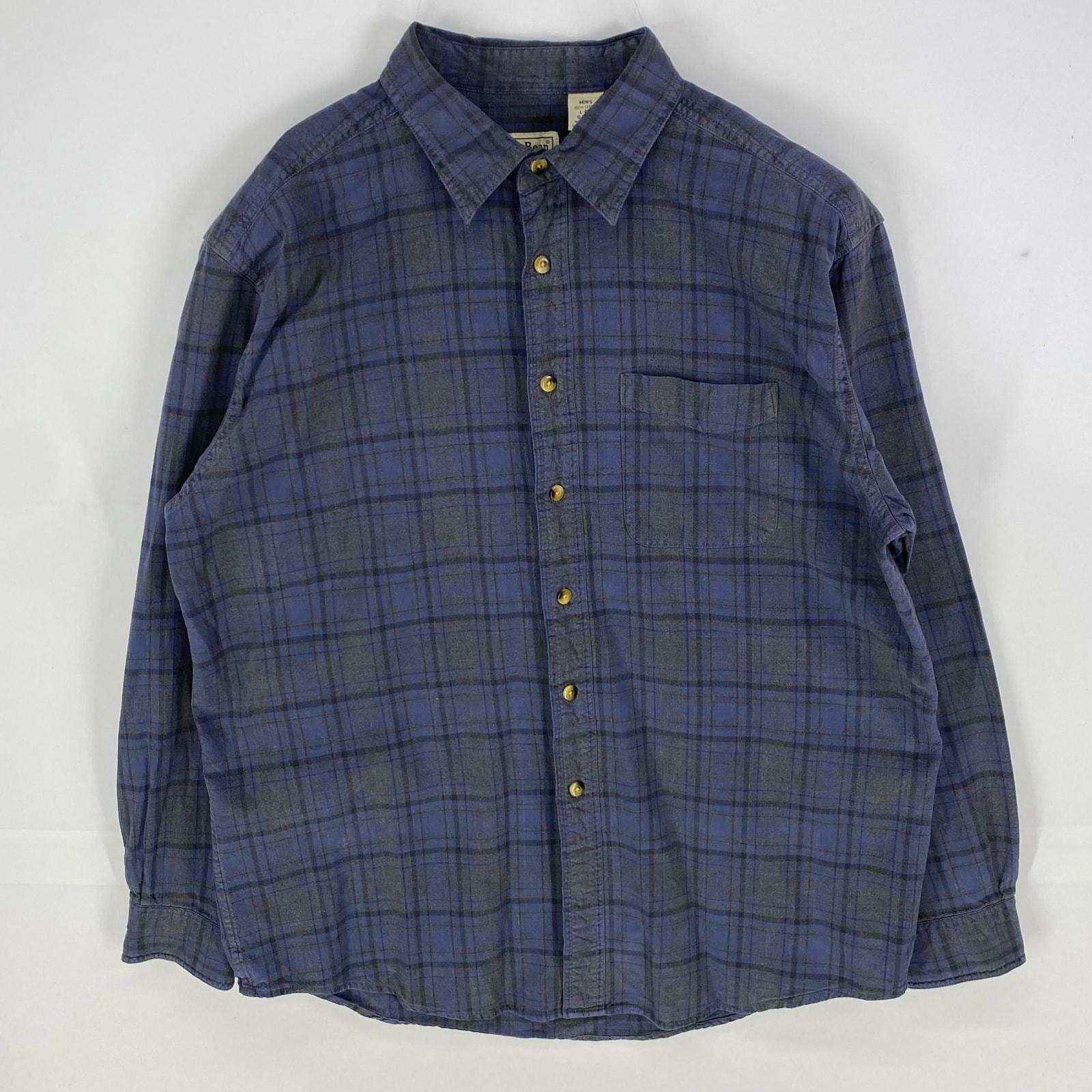古着 エルエルビーン L.L.Bean 長袖シャツ 胸ポケット アウトドア ロングスリーブ L  ネイビー系 チェック メンズ