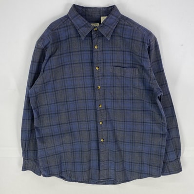 古着 エルエルビーン L.L.Bean 長袖シャツ 胸ポケット アウトドア ロングスリーブ L ネイビー系 チェック メンズ