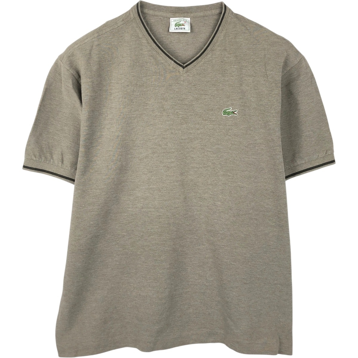 古着 ラコステ LACOSTE 鹿の子 Vネック 半袖 ワンポイントロゴTシャツ 6 メンズXL相当/eaa656574