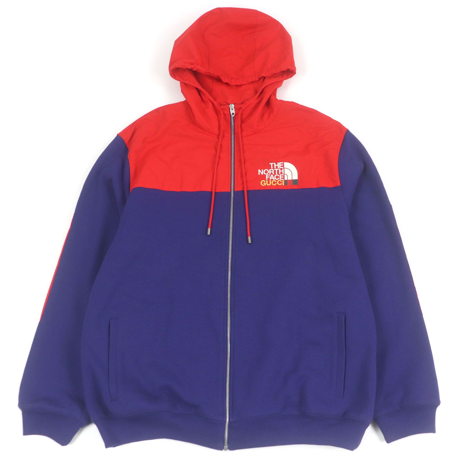 グッチ×ザ・ノースフェイス パーカー 671462 レッド ブルー