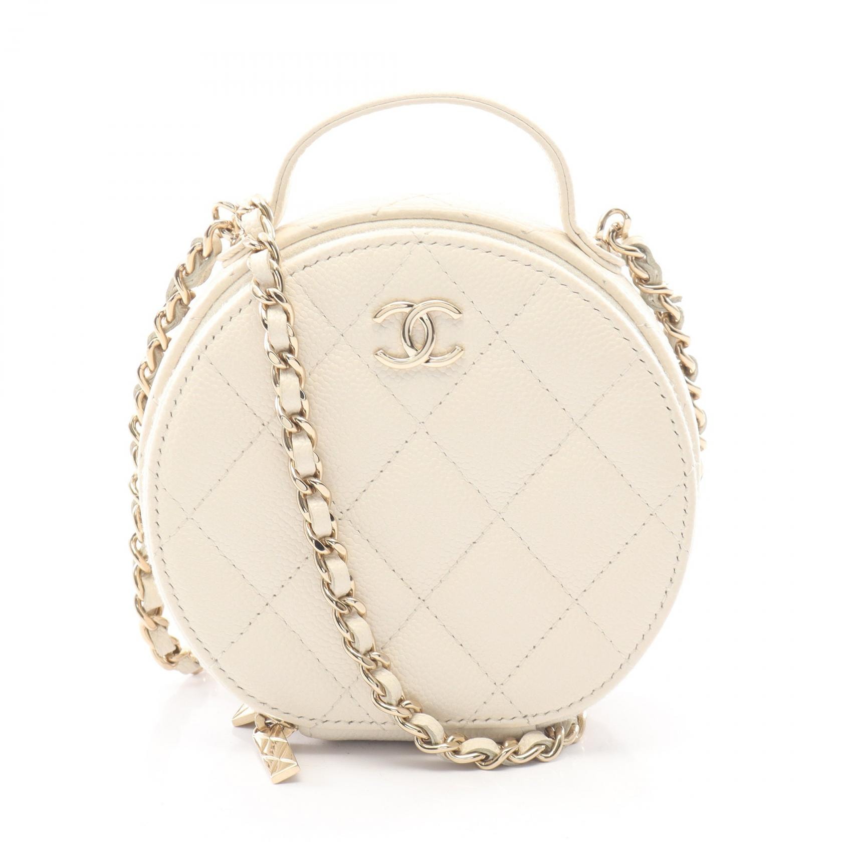 シャネル CHANEL スモール ヴァニティバッグ マトラッセ 2WAY ショルダーバッグ バッグ キャビアスキン(グレインドカーフ) レディース ホワイト系 【中古】
