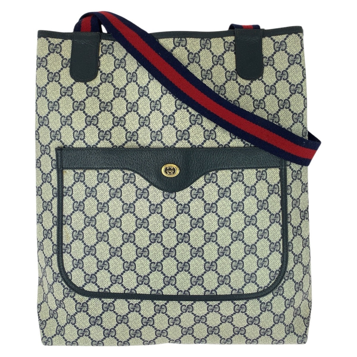 美品 GUCCI グッチ オールドグッチ シェリーライン ネイビー レッド GGスプリームキャンバス トートバッグ ショルダーバッグ 603725 【中古】