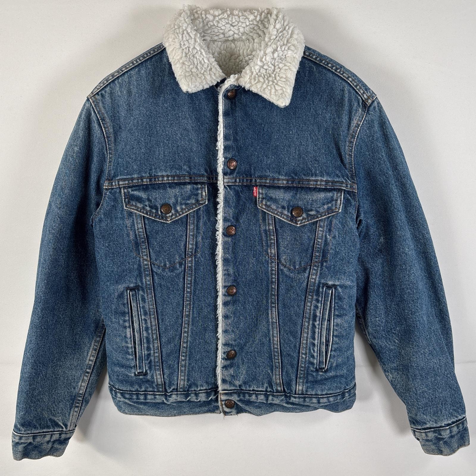 古着 リーバイス Levi's USA製 デニム デニムボアジャケット ジージャン 小さめ ワンポイント 34R XS インディゴブルー メンズ