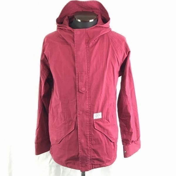 STUSSY★フルジップ/マウンテンパーカー【M/赤】コットン100%/比翼仕立て/ステューシー◆BC245