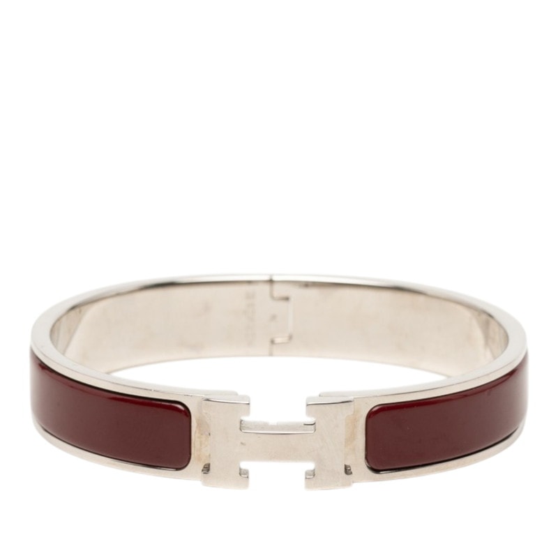 エルメス クリックH PM ブレスレット バングル シルバー ボルドー メタル レディース HERMES 中古