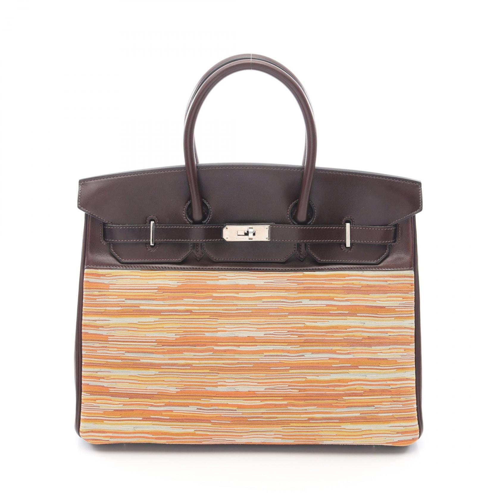 エルメス HERMES バーキン35 ハンドバッグ バッグ レザー カーフ(牛革) ヴォーバレニア / ヴィヴラート ヴォーバレニア エベンヌ □G刻印(2003年製造) レディース ブラウン系 / マルチカラー 【中古】