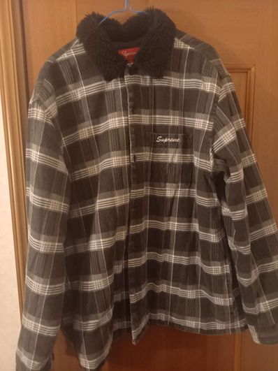 Supreme Faux Fur Collar Flannel Shirt "Black"
