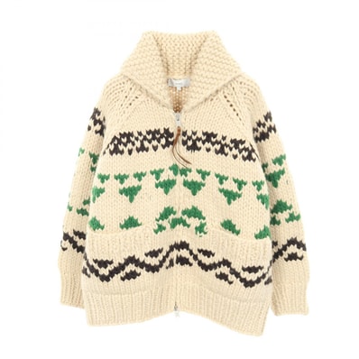 ハイク HYKE カウチンセーター ジップアップニットジャケット ニット 衣料品 トップス ウール レディース ベージュ系 / グリーン系 / ブラウン系 【中古】