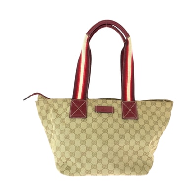 GUCCI グッチ シェリーライン ブラウン ベージュ レッド GGキャンバス レザー/ ショルダーバッグ トートバッグ 600707 【中古】