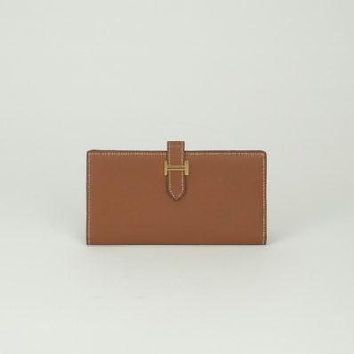 エルメス HERMES ベアンスフレ ベアン スフレ 財布 長財布 ロングウォレット エプソン ゴールド Gold ブラウン Brown 茶 ゴールド金具 ヴォーエプソン
