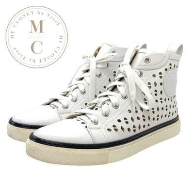 エルメス HERMES ジミー スニーカー 靴 シューズ レザー ホワイト 白 パンチング エクスリブリス ハイカット