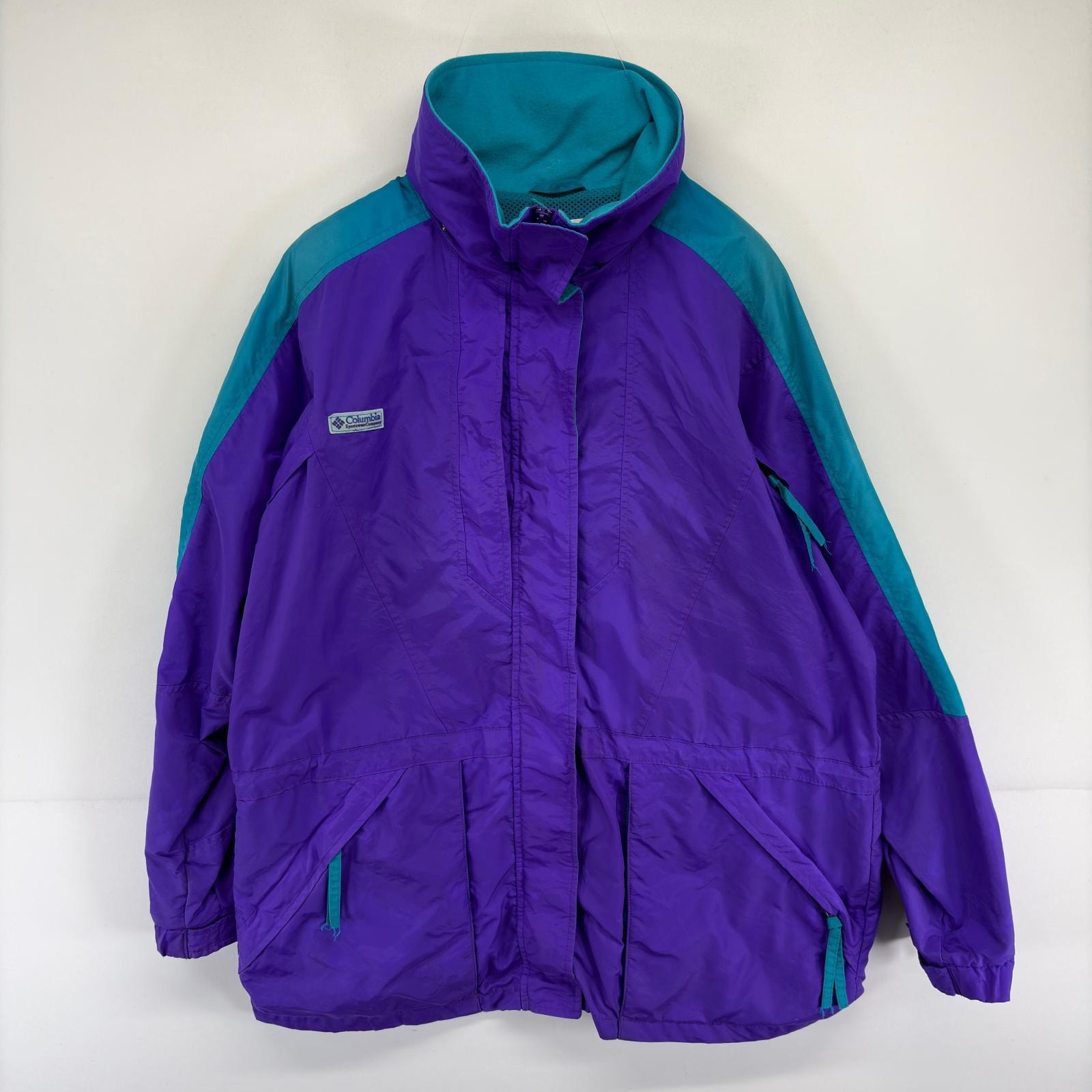 古着 90's/90年代 コロンビア Columbia ジャケット ワンポイントロゴ フルジップ アウトドア L  パープル系 レディース